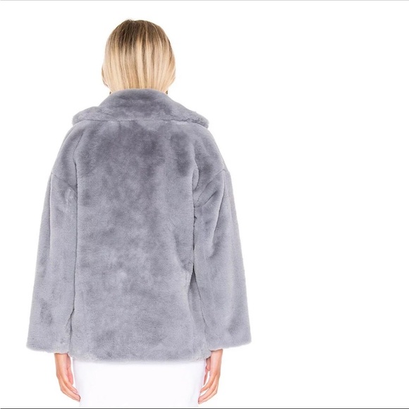 Free People size L Faux Fur Coat Solid Kate Faux double button Jacket OB912466 - Picture 2 of 7